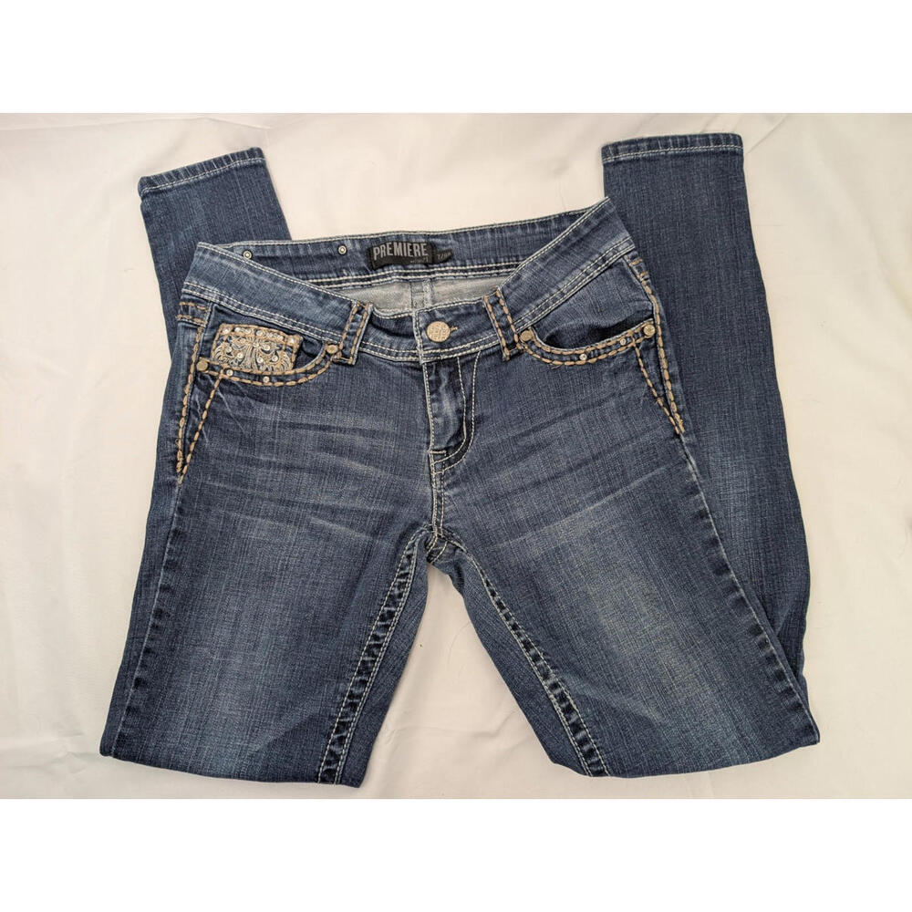 Y2K Premiere Women's denim jeans featuring embellished pockets